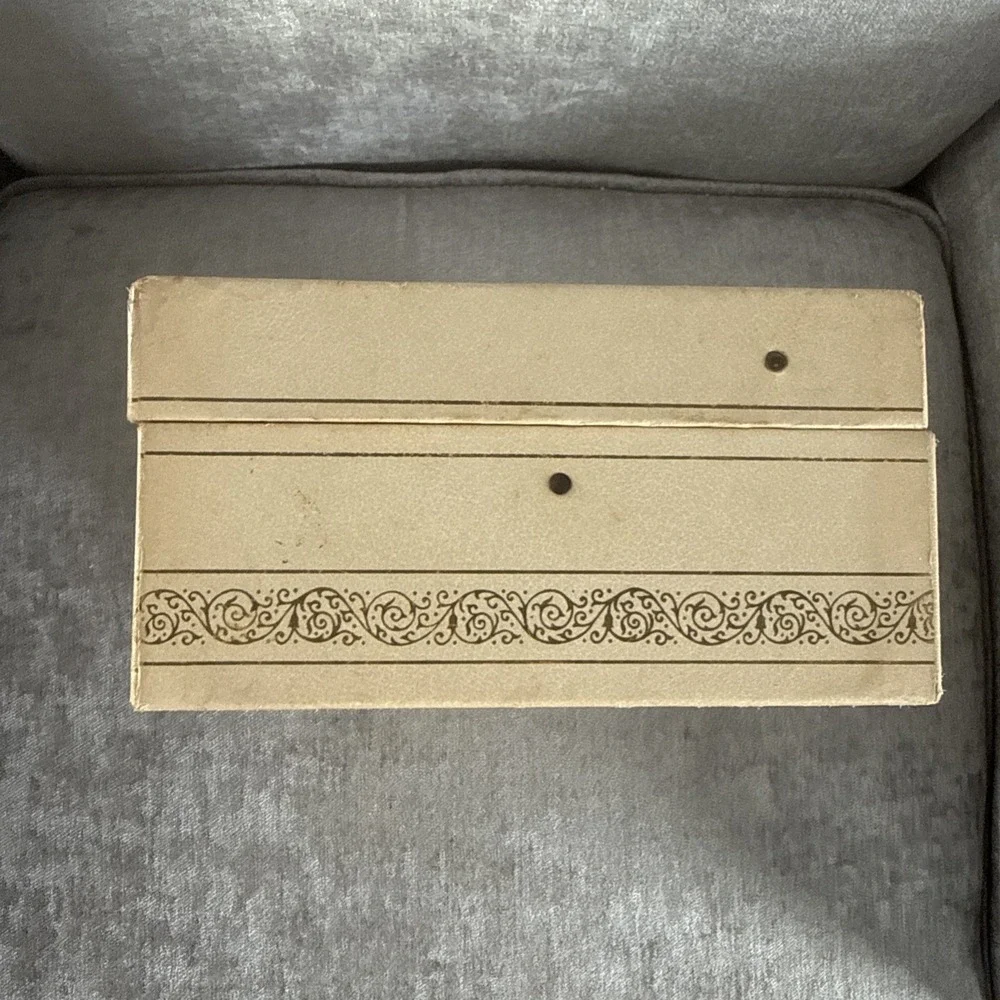 Vintage Mid-Century Cream Jewelry Box red Interior 1950s Treasure